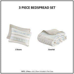 English Elm 3 Printed Microfiber Seersucker Quilt Set Reversible Diamond Channel Quilting Antimicrobial Full/Queen Taupe+Blue 17.72 L x 15.35 W x 6.69 H B03597654