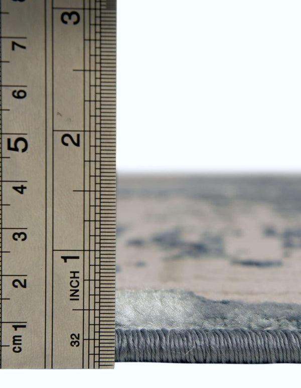 Unique Loom Aberdeen Stanhope Machine Made Border Rug Blue, Gray/Ivory 5' 3" x 5' 3"