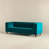 English Elm Ashcroft Furniture - Evelyn Mid Century Modern Teal Velvet Luxury Chesterfield Sofa