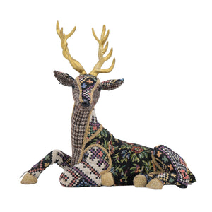 English Elm 12.2x6.3x10.5" Velvet Foam Sitting Deer — Elegant Decorative Accent for Any Decor, 16x16x10 Display Piece W2078P359169