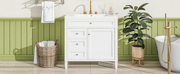 English Elm 36'' Modern Bathroom Vanity With Ceramic Sink, Soft-Close Drawers, Ample Storage & Elegant Design N710P230246K
