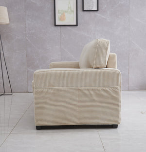 English Elm LOVESEAT, Velvet Upholstery with Foam-Wrapped Coil Cushions and Adjustable Headrests for Comfort and Durability Cream B205S00052