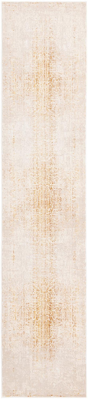Unique Loom Deepa Pianura Machine Made Abstract Rug Ivory and Gold,  2' 6" x 12' 2"
