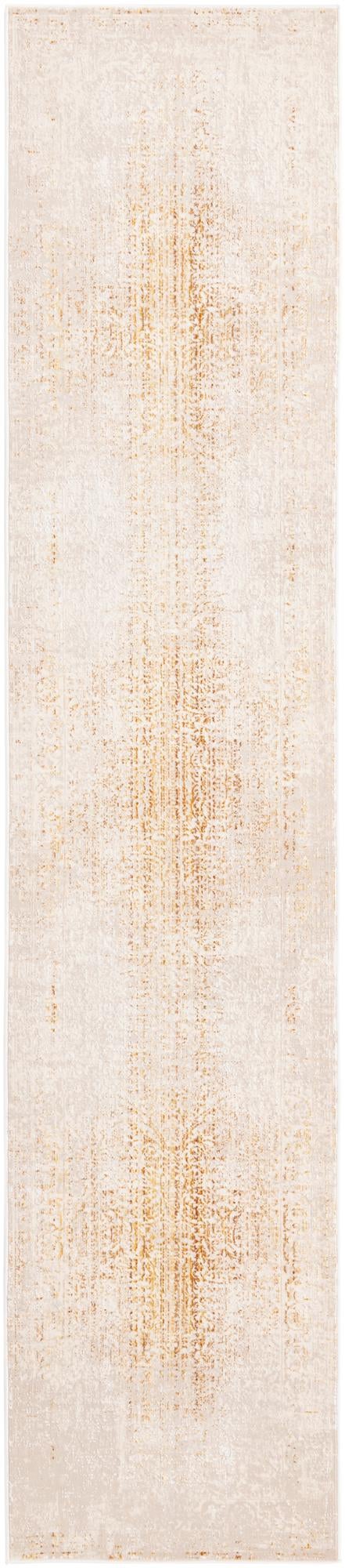 Unique Loom Deepa Pianura Machine Made Abstract Rug Ivory and Gold,  2' 6" x 12' 2"