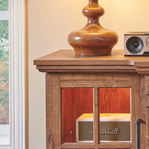 English Elm 65" Fireplace Tv Stand with Led Glass Cabinets and Electric Flame for Rooms up to 400 Sq Ft W1769S00017