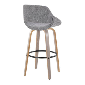 English Elm Fixed-height Swivel Barstools with Fabric Seat and Wood Legs for Kitchen Islands Set of 2 B202S01907