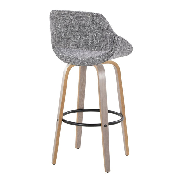 English Elm Fixed-height Swivel Barstools with Fabric Seat and Wood Legs for Kitchen Islands Set of 2 B202S01907