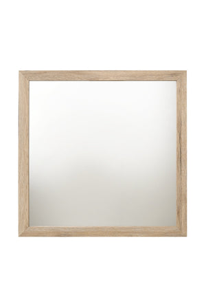English Elm Miquell Square Wall Mirror with Detailed Molding Frame, 35" Inner Glass, Sleek Non-Beveled Edge Natural 43 L x 43 W x 2 H B2726P261890