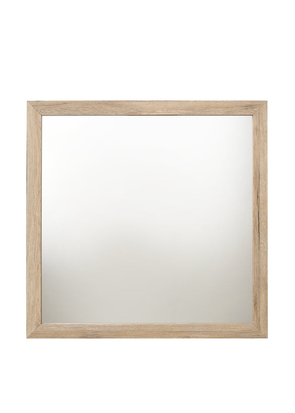 English Elm Miquell Square Wall Mirror with Detailed Molding Frame, 35" Inner Glass, Sleek Non-Beveled Edge Natural 43 L x 43 W x 2 H B2726P261890