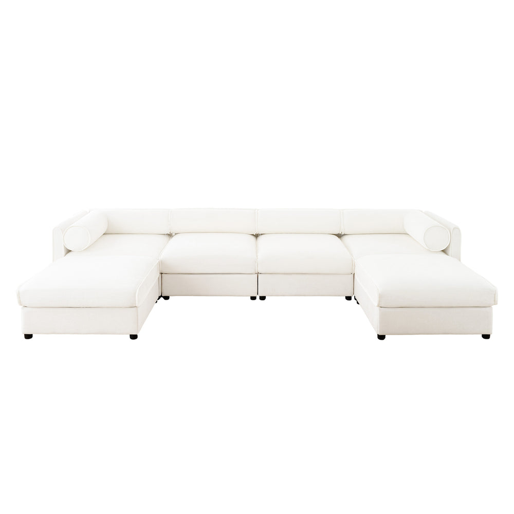 English Elm Modular Sectional Sofa With Hidden Storage, Luxurious Chenille U-Shaped Couch For Modern Living W714S01043