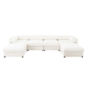 English Elm Modular Sectional Sofa With Hidden Storage, Luxurious Chenille U-Shaped Couch For Modern Living W714S01043