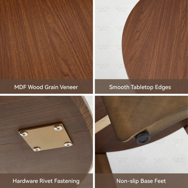 English Elm 47.25 Inch Round Dining Table Walnut Mdf Top Bronze Metal Frame Seats Six W3357S00001