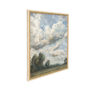 English Elm 39.4x39.4" Serene Countryside Canvas Art with Soft Clouds, Tranquil Blue Sky and Natural Charm W2078P390178