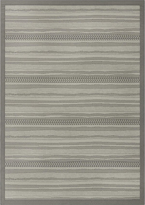 Unique Loom Outdoor Border Lines Machine Made Border Rug Gray, Gray/Silver 7' 1" x 10' 0"