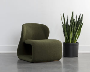 Sunpan SOPHIENE Lounge Chair - Modern Copenhagen Olive Boucle, Sculpted Comfort for Stylish Living Spaces 111486