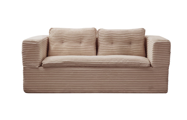 English Elm Multi Functional Sectional Sofa Bed Plush Corduroy Convertible 80" King Sleeper with Chaise, Deep Fluff Pink W3219P339466