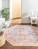Unique Loom Timeless Paul Machine Made Medallion Rug Blue, Beige/Brown/Rust Red 7' 7" x 7' 7"
