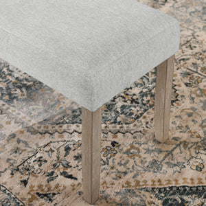 English Elm Louisa Rubberwood Upholstered Dining Bench Padded Gray Seat Farmhouse Style B2749P413308