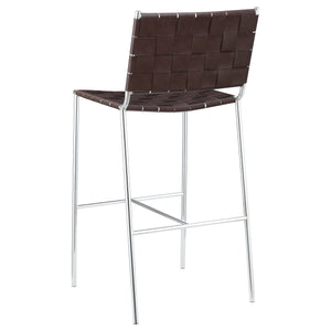English Elm Langton Brown Upholstered Bar Chair with Chrome Frame, Woven Leatherette Seat & H-Footrest, Stylish Counter Stool (Brown) B062P374082
