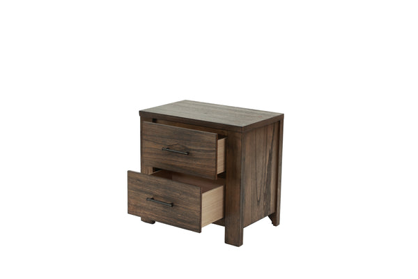 English Elm Oak Modern 1pc Nightstand with Two Soft-Close Drawers, Oak Veneer Bedside Storage Table 26x17x25" B011P244397