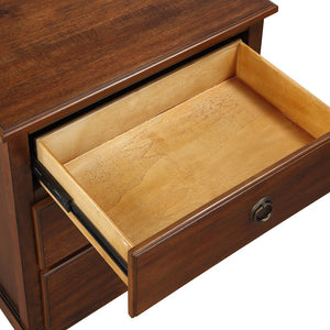English Elm Chamberlin Brown Solid Wood 3-Drawer Nightstand with Antique Bronze Rings, Full-Extension Glides, 27" H B050P376938