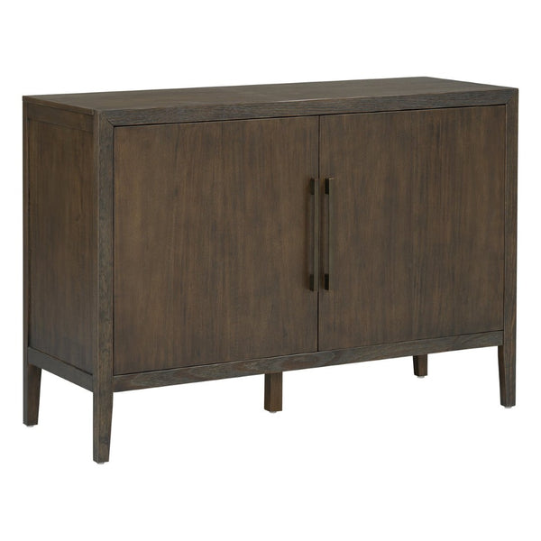 English Elm U_style Farmhouse Pine Veneer Buffet Cabinet with Double Doors for Kitchen or Entryway Dark Brown N711P410389B