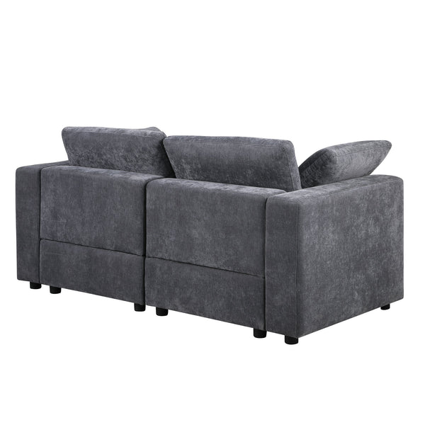 English Elm Modular Chenille Grey Sectional Sofa Set - Flexible 6-Piece Design For Modern Living Spaces & Comfort W1123S00014