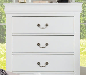 English Elm Transitional White Chest Solid Wood Dovetail Drawers Nickel Pulls Bedroom Storage B2741P372711