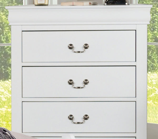English Elm Transitional White Chest Solid Wood Dovetail Drawers Nickel Pulls Bedroom Storage B2741P372711