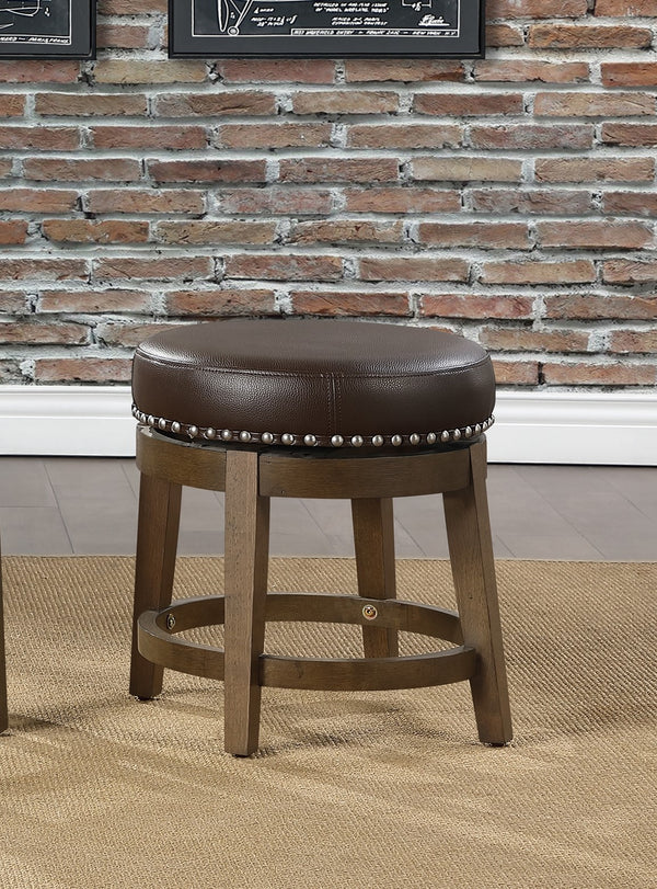 English Elm Round Swivel Stool Set of 2 with Black Faux Leather Seat, Nailhead Trim & Solid Wood Legs, 19.5" H Brown 35.75 L x 21 W x 9.75 H B011P201564