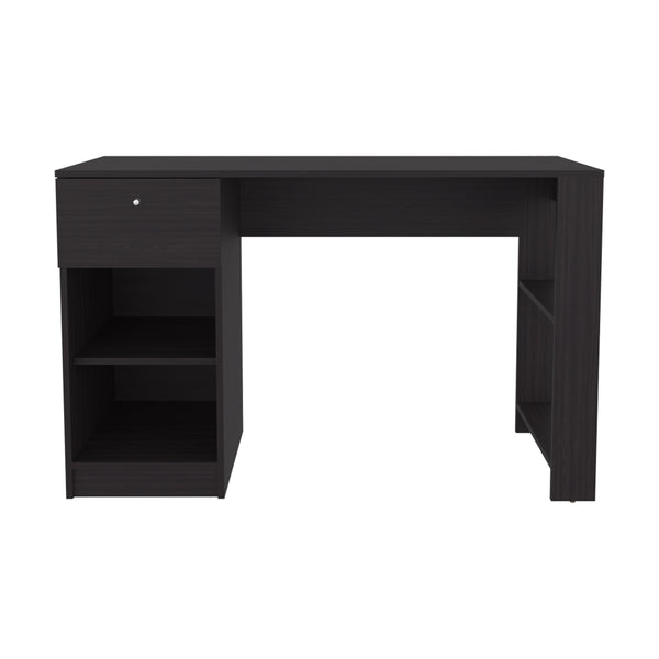 English Elm Menlo Desk with Drawer & Open Shelves, Black Engineered Wood Compact Office Desk for Small Spaces B092P254744