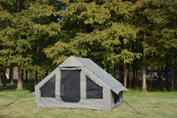 English Elm Inflatable Glamping Tent 4 Season Waterproof Air Beam Frame Shelter for 4 to 6 Persons Army Green W640P244860