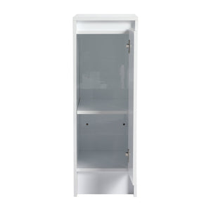 English Elm 12" Freestanding Bathroom Storage Cabinet With Soft-Close Doors & Adjustable Shelves In Glossy White W999P312104