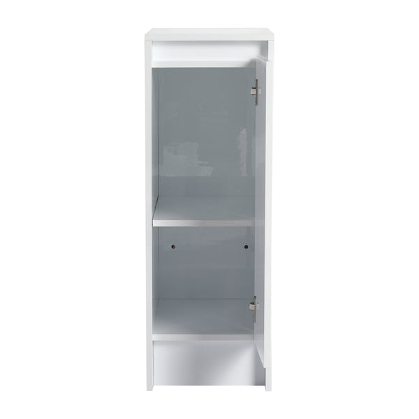 English Elm 12" Freestanding Bathroom Storage Cabinet With Soft-Close Doors & Adjustable Shelves In Glossy White W999P312104