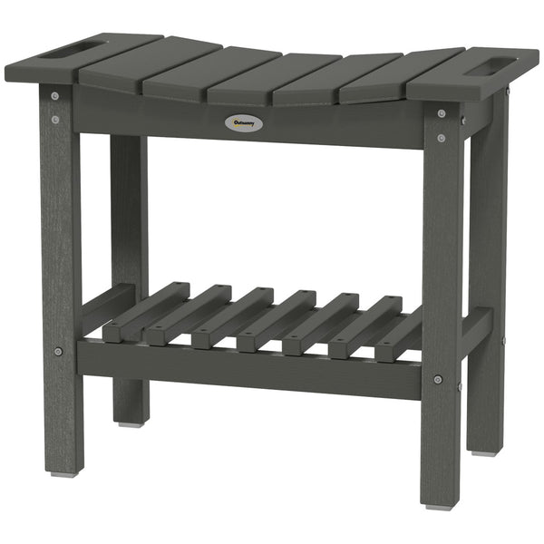 English Elm Outsunny Hdpe Shower Bench with Handles Wood Grain Stool Storage Shelf Bath Patio W2225P485639