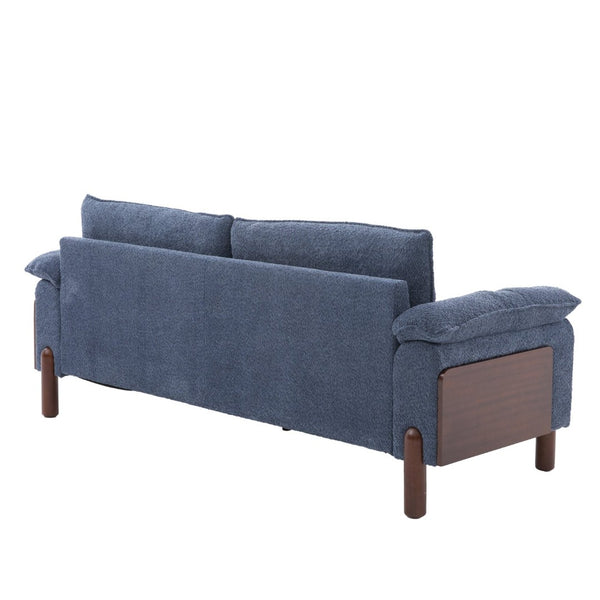 English Elm 83.5 In. Three Seat Boucle Sofa with Looped Texture and Lumbar Support for Living Rooms Navy Blue N773IS00096N