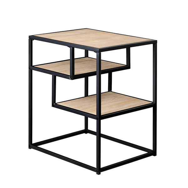 English Elm Walker Edison - Modern Minimal Floating Shelf Side Table Coastal Oak - Sleek MDF & Steel Two-Tier Display, Warp-Resistant Laminate, Easy Assembly B185P168941