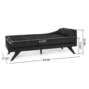 English Elm Chaise Lounge Mid-century Polyester Upholstered Birch Wood Legs Living Room Accent 68108.00BLK