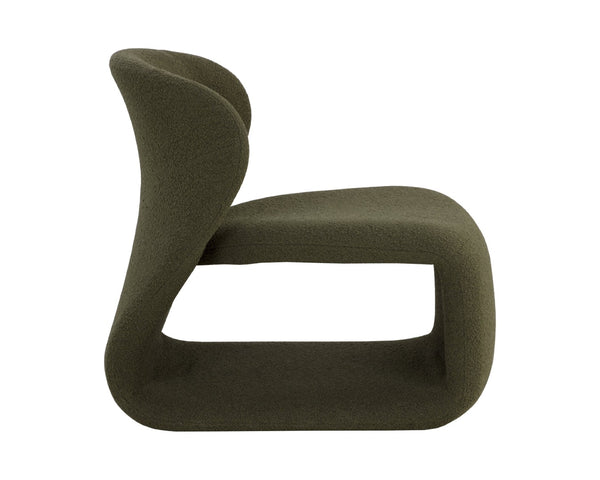 Sunpan SOPHIENE Lounge Chair - Modern Copenhagen Olive Boucle, Sculpted Comfort for Stylish Living Spaces 111486