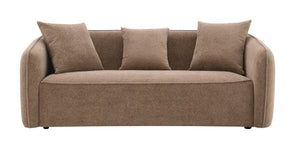 English Elm Keith Brown Chenille Sofa with Pocket Coil Comfort, Sturdy Wood Frame & 3 Accent Toss Pillows B2726P252310