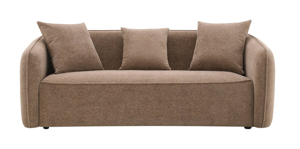 English Elm Keith Brown Chenille Sofa with Pocket Coil Comfort, Sturdy Wood Frame & 3 Accent Toss Pillows B2726P252310