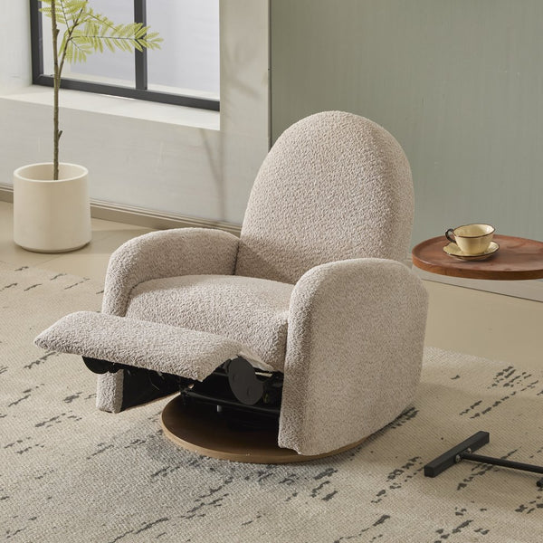 English Elm Christopher Knight Home® - 360 Swivel and Glider Recliner Chair with Boucle Upholstery, Solid Wood Base, Smooth Rocking Comfort Almond N771P207029V