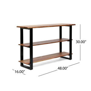 English Elm Christopher Knight Home® - MEDIA Console Table Natural Acacia & Iron Frame, Handcrafted Modern Industrial Etagere for TV Storage 69053.00
