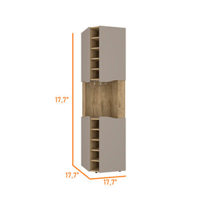 English Elm Grace Corner Bar Cabinet with Wine Rack Stemware Hanging and Concealed Shelving Storage B128S00214
