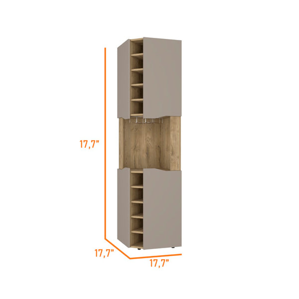 English Elm Grace Corner Bar Cabinet with Wine Rack Stemware Hanging and Concealed Shelving Storage B128S00214