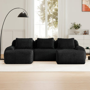 English Elm 114" Oversized U-shaped Sectional Sofa Flannelette Modular Living Room Couch with Ottoman W714S01534