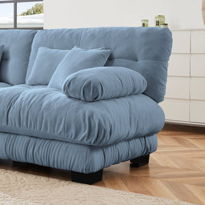 English Elm Cloud Comfort Sleeper Sofa - Elegant Chenille 2-Seater With Lumbar & Throw Pillows, 2 Ottomans W714S01081