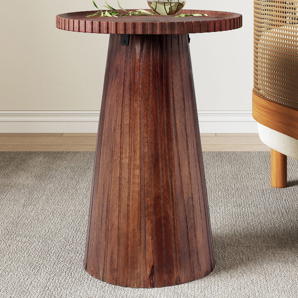 English Elm Christopher Knight Home® - 22"Pedestal Mango Wood Round End Table Honey — Handcrafted Solid Mango, Compact Pedestal Design, 50lb Capacity N768P202493H