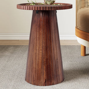 English Elm Christopher Knight Home® - 22"Pedestal Mango Wood Round End Table Honey — Handcrafted Solid Mango, Compact Pedestal Design, 50lb Capacity N768P202493H