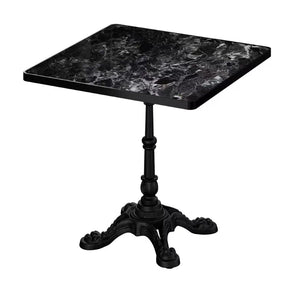 English Elm Marble-look Sintered Stone Square Bistro Table with Heavy Cast Iron Pedestal Base Black W3316S00037